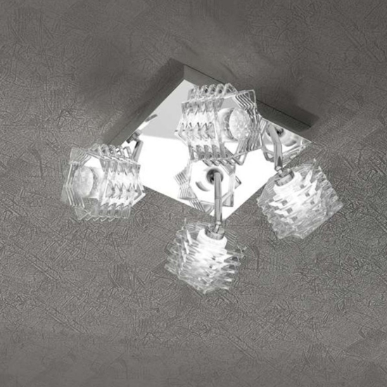Plafoniera quadrata cubi in vetro top light rubik