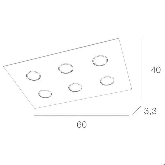 Plafoniera per cucina grigio moderna rettangolare