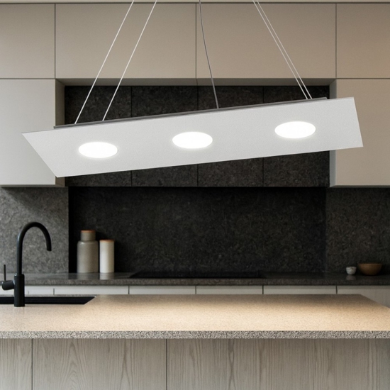 Lampadario per cucina moderna rettangolare top light grigio