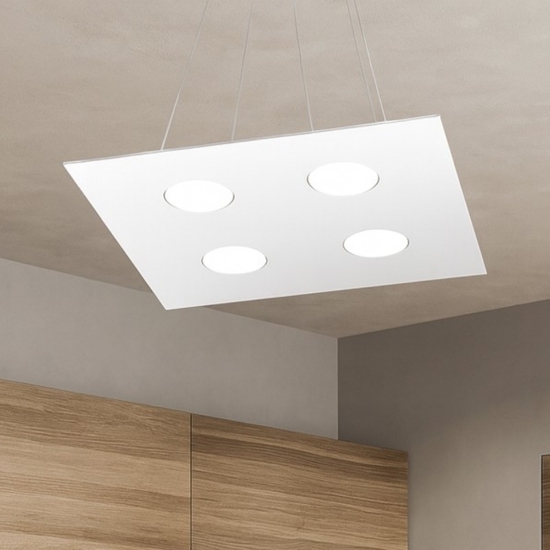 Lampadario bianco quadrato top light area