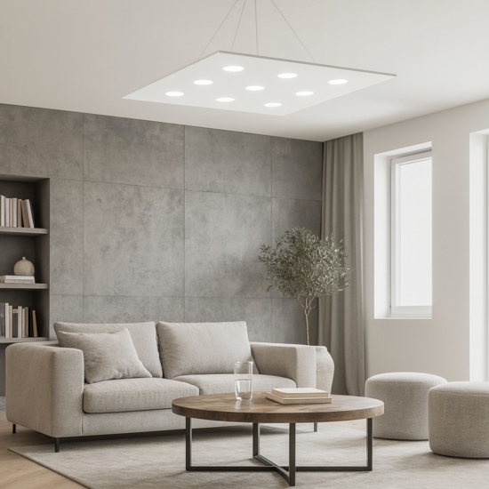 Lampadario moderno bianco quadrato top light area