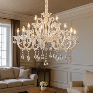 Colossal sp15 ideal lux lampadario di cristallo 15 luci goccia trasparente