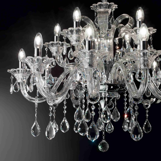 Colossal sp15 ideal lux lampadario di cristallo 15 luci goccia trasparente