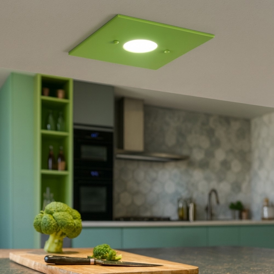 Plafoniera verde top light path vetro quadrata moderna