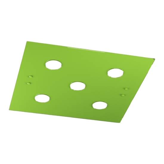 Plafoniera per cameretta in vetro lucido verde quadrata moderna