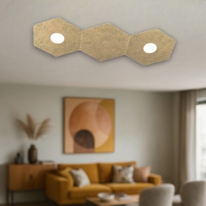 Toplight plafoniera moderna placca foglia oro esagoni