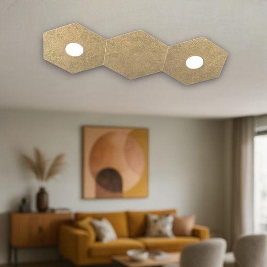 Toplight plafoniera moderna placca foglia oro esagoni