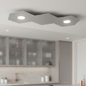 Plafoniera led hexagon toplight 2 luci con piasta in metallo grigio da ingresso