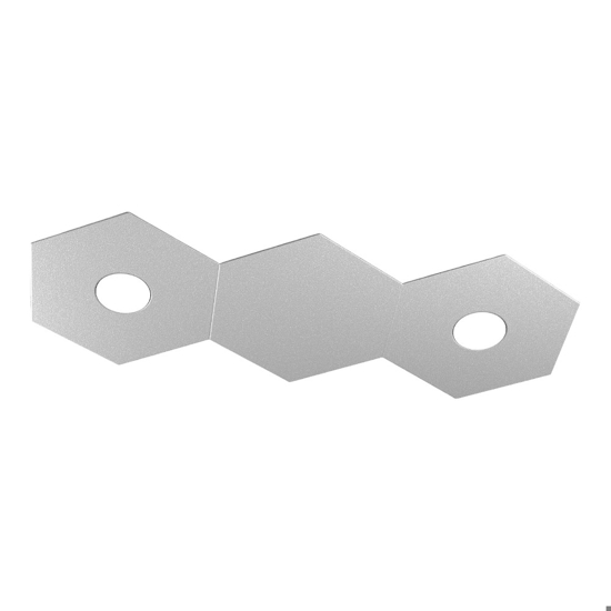 Plafoniera led hexagon toplight 2 luci con piasta in metallo grigio da ingresso