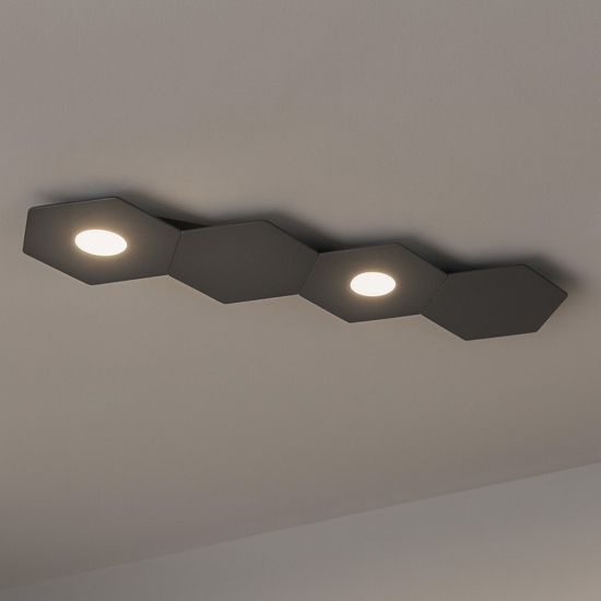 Top light plafoniera da cucina led componibile 2 luci + 2 placche grigio antracite