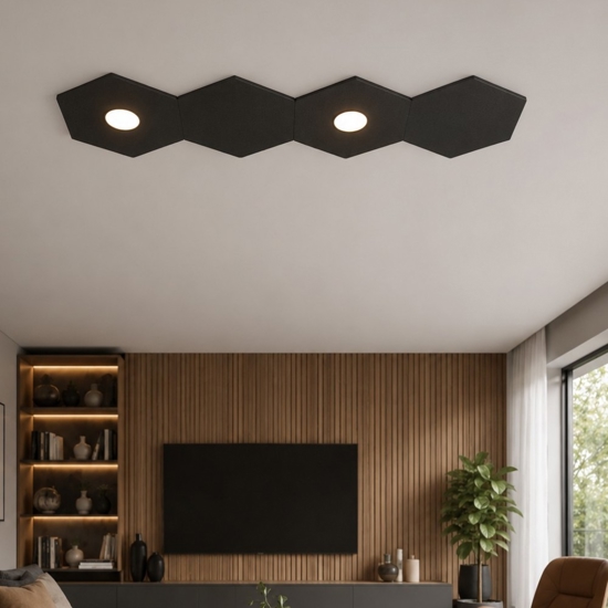 Toplight hexagon plafoniera moderna da cucina componibile 2 luci 2 placche marrone