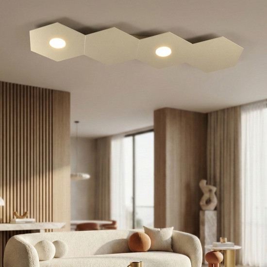 Toplight plafoniera led componibile 2 luci + 2 piastre moderna sabbia