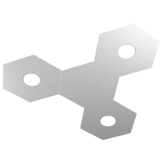 Top light plafoniera led hexagon componibile 3 luci + 1 piastra metallo grigio