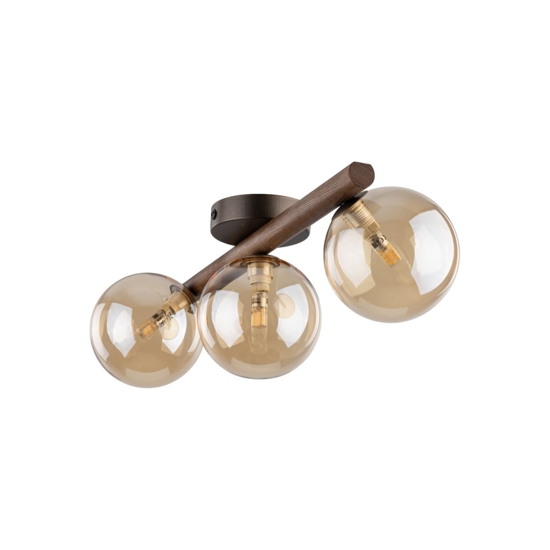 Plafoniera da soffitto in legno stile nordico sfere di vetro ambra per cucina