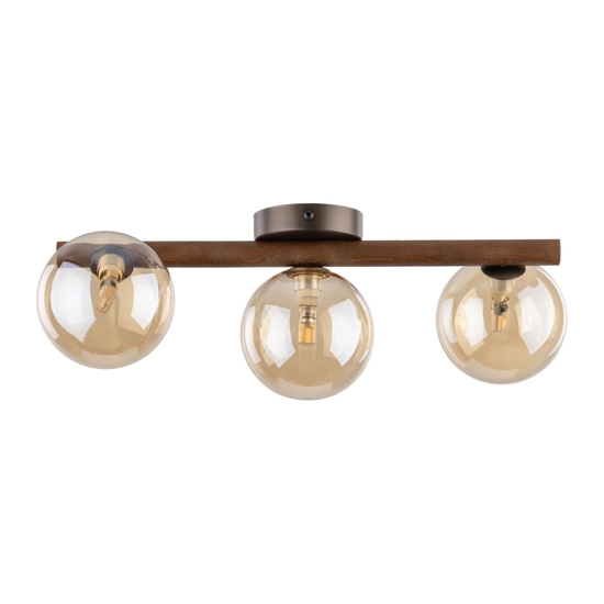 Plafoniera da soffitto in legno stile nordico sfere di vetro ambra per cucina