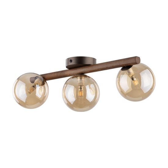 Plafoniera da soffitto in legno stile nordico sfere di vetro ambra per cucina
