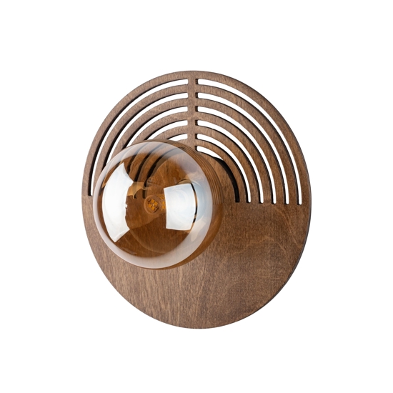 Applique da parete design moderno in legno quercia marrone sfera di vetro 