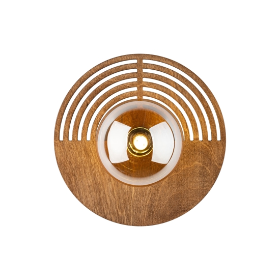 Applique da parete design moderno in legno quercia marrone sfera di vetro 