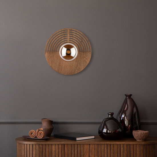 Applique lampada da parete in legno quercia marrone design moderna