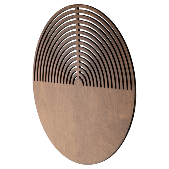 Applique design moderna tondo in legno quercia marrone luce a parete