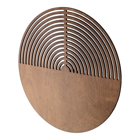 Applique design moderna tondo in legno quercia marrone luce a parete