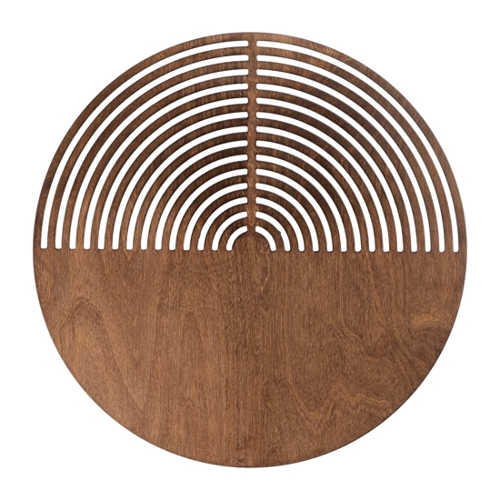Applique design moderna tondo in legno quercia marrone luce a parete