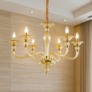 Danieli sp6 lampadario di cristallo 6 bracci ambra ideal lux