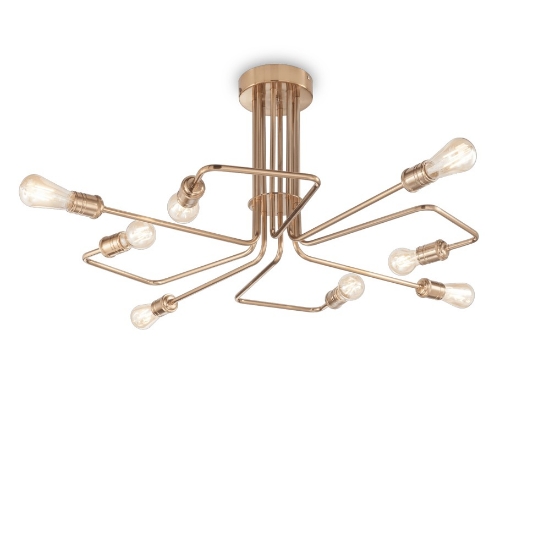 Ideal lux triumph sp8 plafoniera ottone invecchiato vintage