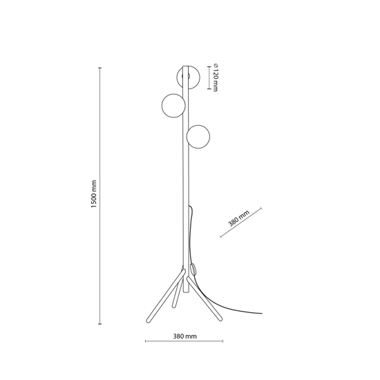 Lampada da terra di legno noce stile scandinavo sfere vetro bianco