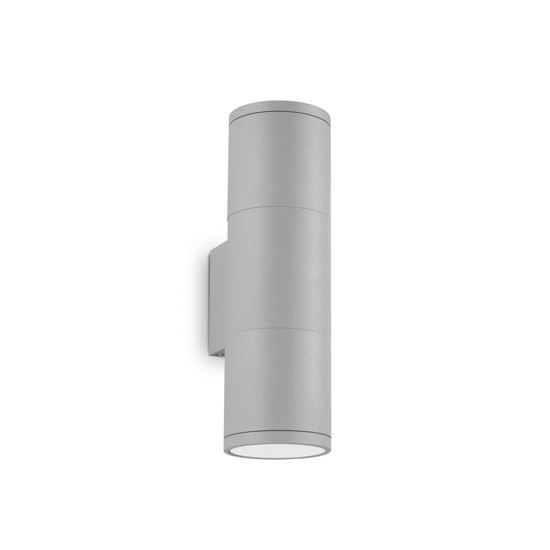 Gun ap2 big applique da esterno cilindro biemissione grigio e27 ideal lux