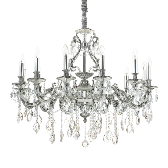 Gioconda sp12 ideal lux lampadario 12 bracci argento pendenti goccia