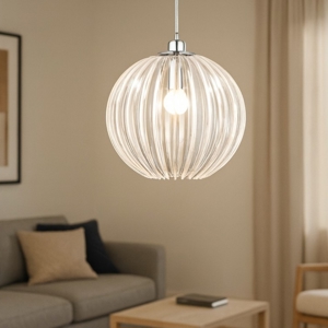 Lampadario moderno zucca 40cm effetto vetro