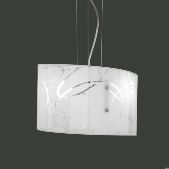 Lampadario da cucina bianco in vetro satinato decorato
