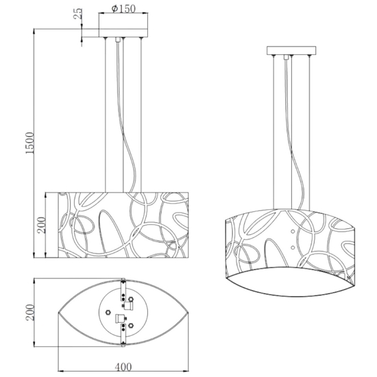 Lampadario da cucina bianco in vetro satinato decorato