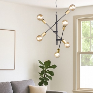 Lampadario nero oro per soggiorno design minimal
