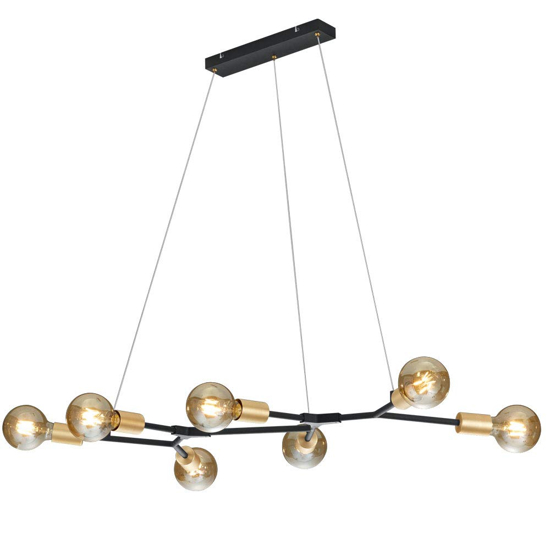 Lampadario per soggiorno nero sfere vetro oro