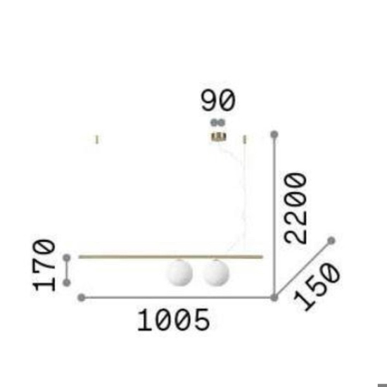 Ideal lux perline sp2 lampadario per tavolo da pranzo moderno nero