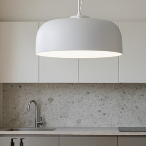 Lampadario da cucina tondo in metallo colore bianco
