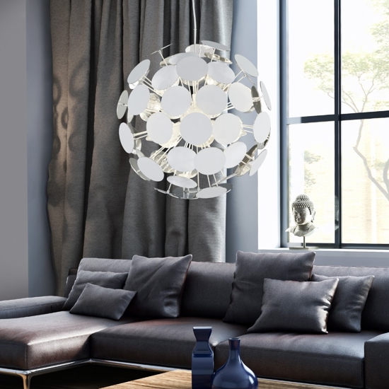 Lampadario bianco sfera per soggiorno moderno