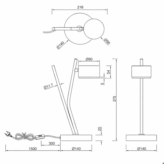 Lampada da comodino nera oro moderna per camera da letto