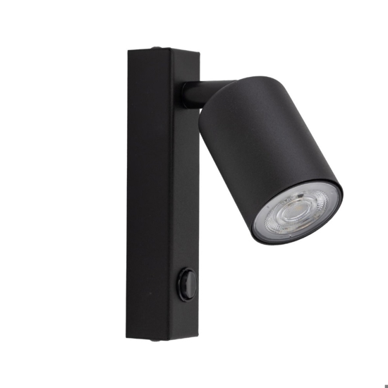 Applique nero con spot orientabile per comodino camera da letto