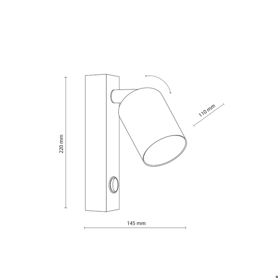 Applique nero con spot orientabile per comodino camera da letto