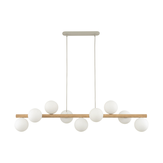 Lampadario di legno sfere in vetro per soggiorno moderno