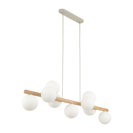 Lampadario di legno sfere in vetro per soggiorno moderno