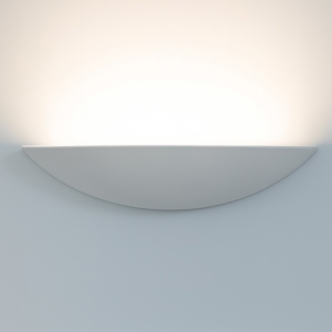Applique in gesso ceramica bianco mezzaluna