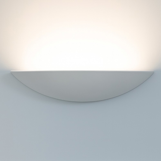 Applique in gesso ceramica bianco mezzaluna