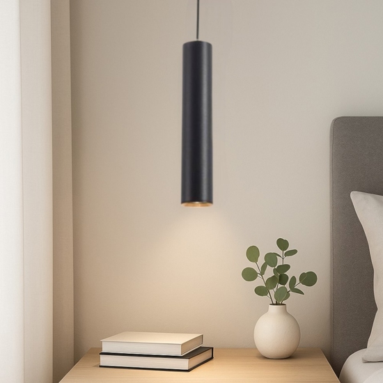 Lampada a sospensione cilindro nero 