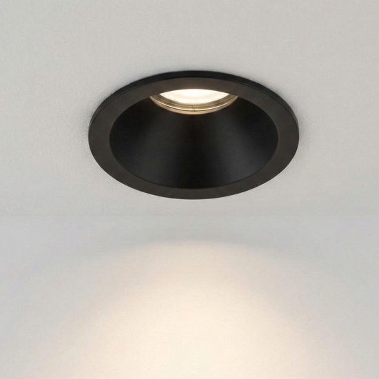 Faretto per bagno da incasso a soffitto rotondo nero