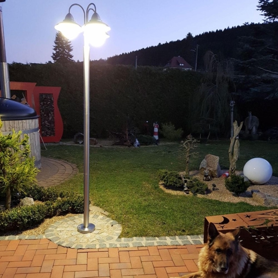 Lampione alto per esterno giardino acciaio inox 3 luci sydney eglo