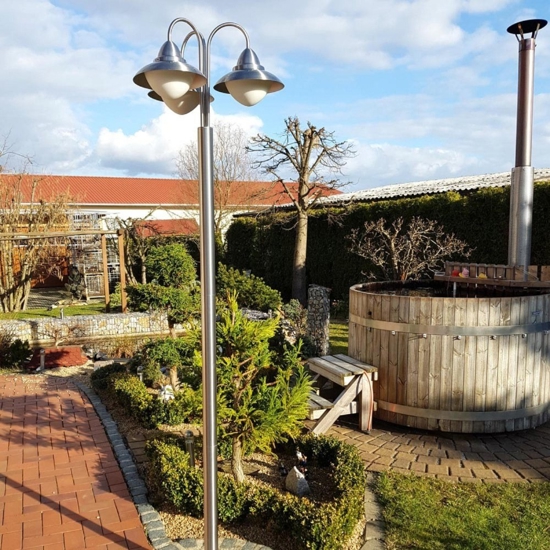 Lampione alto per esterno giardino acciaio inox 3 luci sydney eglo